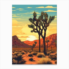  Retro Illustration Of A Joshua Trees In Mojave Desert 1 Canvas Print