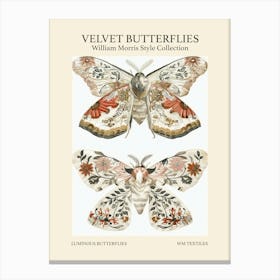 Velvet Butterflies Collection Luminous Butterflies William Morris Style 8 Canvas Print