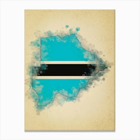 Botswana Flag Vintage Canvas Print