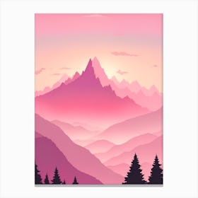 Misty Mountains Vertical Background In Pink Tone 51 Canvas Print