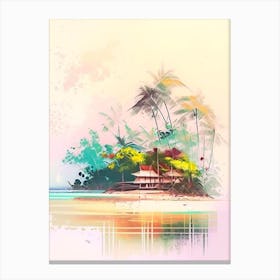 Phu Quoc Island Vietnam Watercolour Pastel Tropical Destination Canvas Print