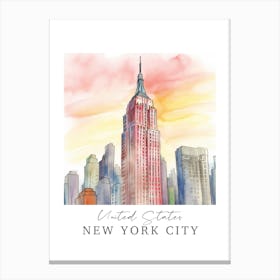 United States, New York City Storybook 2 Travel Poster Watercolour Canvas Print