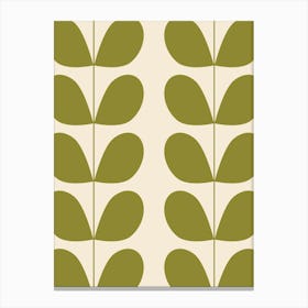 Mid Century Modern Leaf Print Green Canvas Print