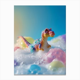 Toy Dinosaur Bubble Bath 4 Canvas Print
