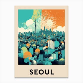 Seoul 6 Vintage Travel Poster Canvas Print
