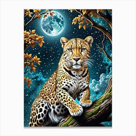 Leopard In The Moonlight Canvas Print