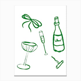 Doodles Of Champagne And Wine Canvas Print