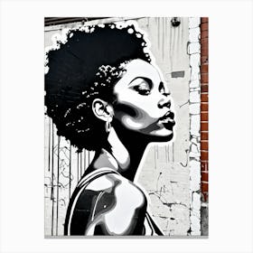 Vintage Graffiti Mural Of Beautiful Black Woman 5 Canvas Print