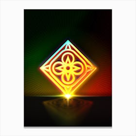 Neon Geometric Glyph Abstract in Watermelon Green and Red on Black n.0292 Canvas Print