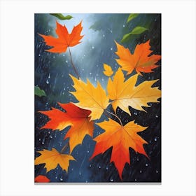 Autumn Leaves In Rain Canvas Print