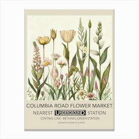 Columbia Road Flower Market 2 Vintage Underground Travel Poster Canvas Print