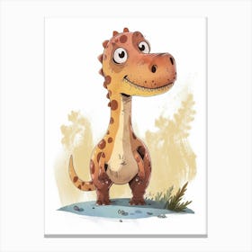 Cute Carnotaurus Dinosaur Watercolour 3 Canvas Print