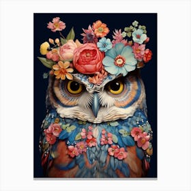 Bird With A Flower Crown Owl 3 Canvas Print