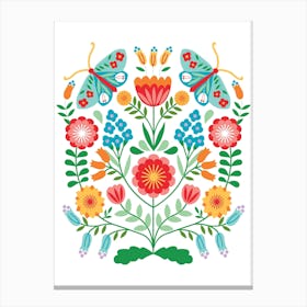 Cross Stich Floral Canvas Print