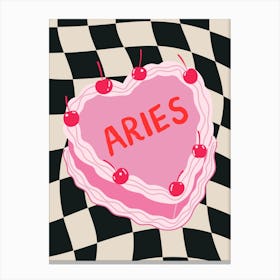 Aries Zodiac Heart Cake Canvas Print