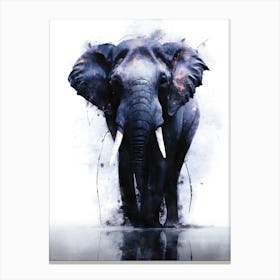 Elephant In Water Canvas Print