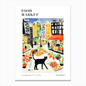 The Food Market In Brooklyn 1 Illustration Poster Canvas Print