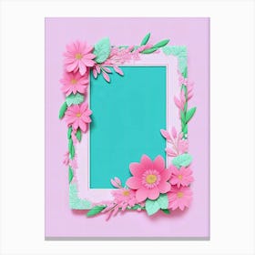 Frame With Flowers On A Pink Background Canvas Print