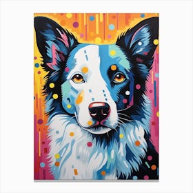 Border Collie Pop Art Paint 6 Canvas Print