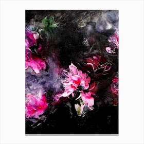 Red Flowers And Black Painting Canvas Print