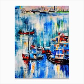 Dubai Creek United Arab Emirates Abstract Block harbour Canvas Print