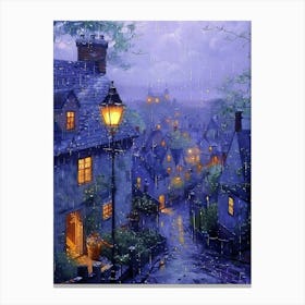 Twilight Village | Beautiful Landscape Scenery Painting | Contemporary Art Print for Feature Wall | Vibrant Beautiful Wall Decor in HD Canvas Print