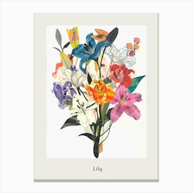 Lily 3 Collage Flower Bouquet Poster Canvas Print