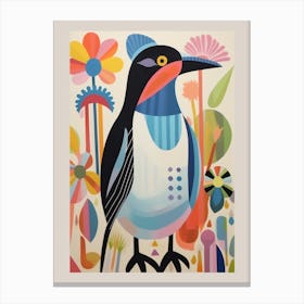 Colourful Scandi Bird Penguin 1 Canvas Print