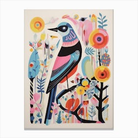 Colourful Scandi Bird Cuckoo 2 Canvas Print