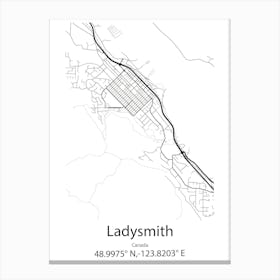 Ladysmith,Canada Minimalist Map Canvas Print