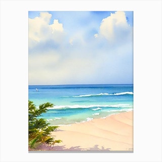 Bathsheba Beach 2, Barbados Watercolour Canvas Print