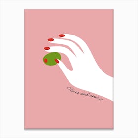 Olives And Amici Print Hand Kitchen Illustration Canvas Print