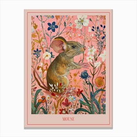 Floral Animal Painting Mouse 2 Poster Canvas Print