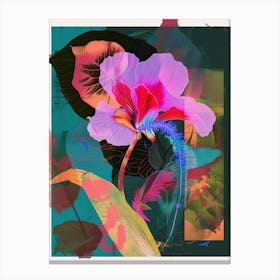 Cyclamen 3 Neon Flower Collage Canvas Print