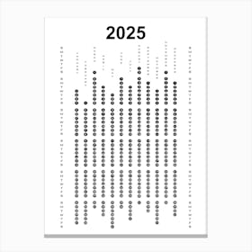 Calendar 2025 Minimalist White Canvas Print