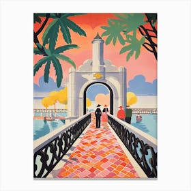 Vizcaya Bridge, Getxo, Spain, Colourful 2 Canvas Print