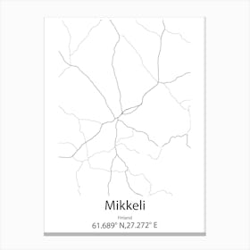 Mikkeli,Finland Minimalist Map Canvas Print