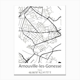 Arnouville Les Gonesse,France Minimalist Map Canvas Print