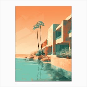 Abstract Illustration Of Hapuna Beach Hawaii Orange Hues 2 Canvas Print