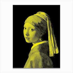 Girl with a Pearl Earring Yellow Canvas Print