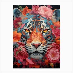 Tiger With Flowers 1 Canvas Print