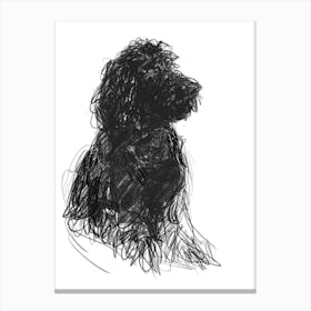 Spanish Water Dog Dog Charcoal Line 2 Canvas Print