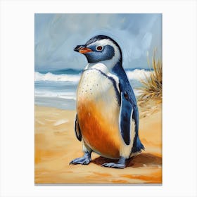 African Penguin Dunedin Taiaroa Head Oil Painting 3 Canvas Print