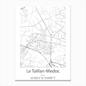 Le Taillan Medoc,France Minimalist Map Canvas Print