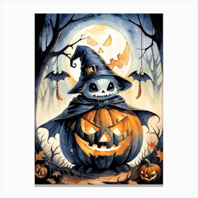 Cute Jack O Lantern Halloween Painting (8) Canvas Print