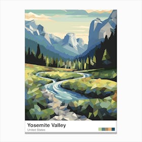 Yosemite Valley View   Geometric Vector Illustration 0 Poster Canvas Print