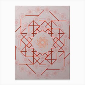 Geometric Abstract Glyph Circle Array in Tomato Red n.0252 Canvas Print