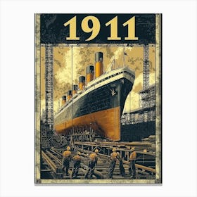 Aihrgdesign A Vintage Engineering Poster Showing The Titanic Canvas Print