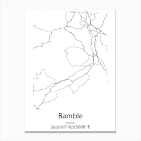 Bamble,Norway Minimalist Map Canvas Print