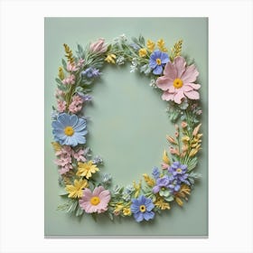 Floral Frame In Pastel Canvas Print